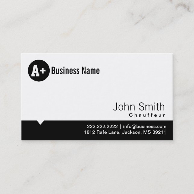 Plain Black Dot Chauffeur Business Card (Front)