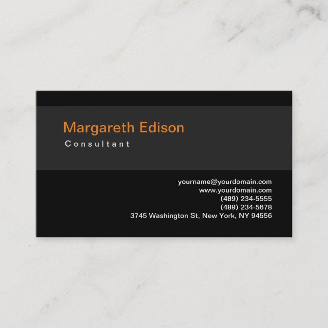 Plain Black Grey Stripe Standard Business Card (Front)