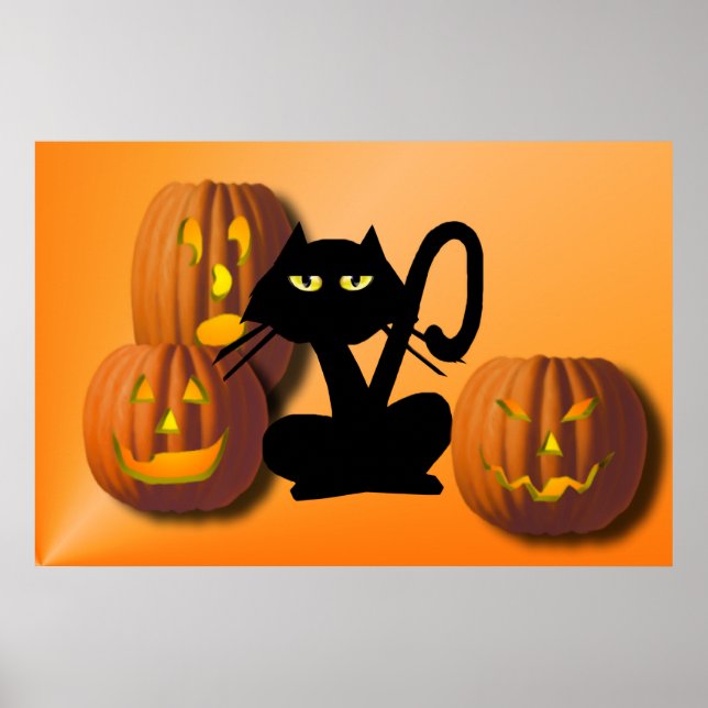 Plain Black Kitty Halloween Poster (Front)