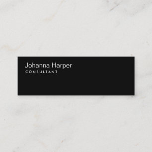 Plain Black Modern Consultant Slim Skinny Mini Business Card