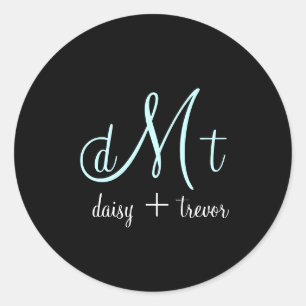 Plain Black Monogram stickers/blue Classic Round Sticker