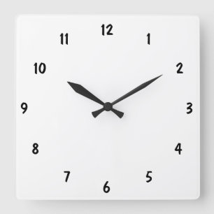 Plain Black Numbers Amazing Fab Square Wall Clock
