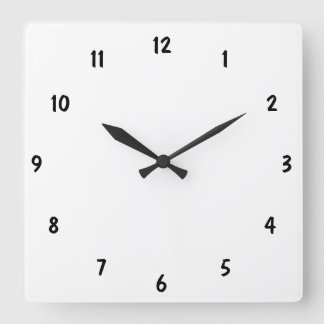 Plain Black Numbers Amazing Fab Square Wall Clock