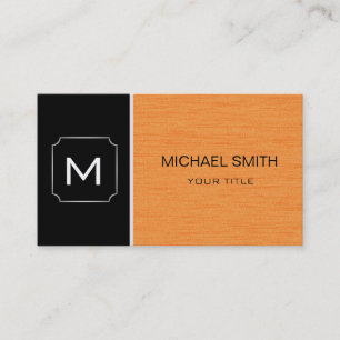 Plain Black & Orange Professional Modern Business Card