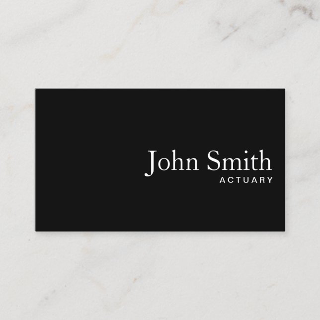 Plain Black QR Code Minimalist Actuary Business Card (Front)