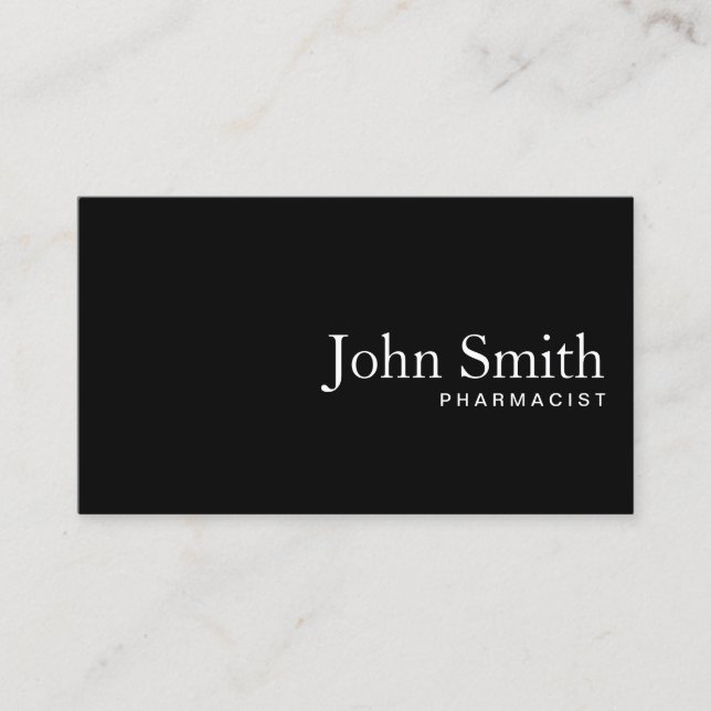 Plain Black QR Code Pharmacist Business Card (Front)