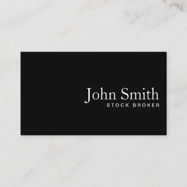 Plain Black QR Code Stock Broker Business Card (Front)