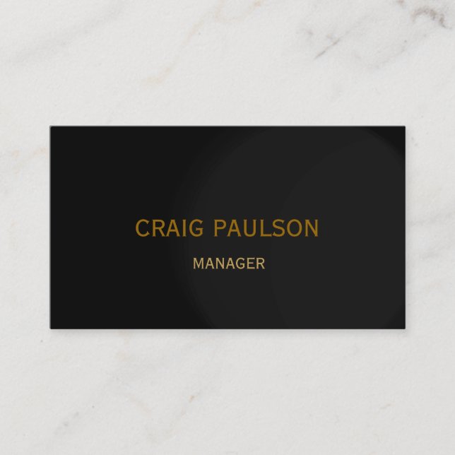 Plain Black Simple Manager Business Card (Front)