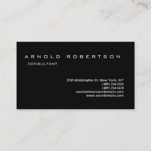 Plain Black Stylish Professional Business Card