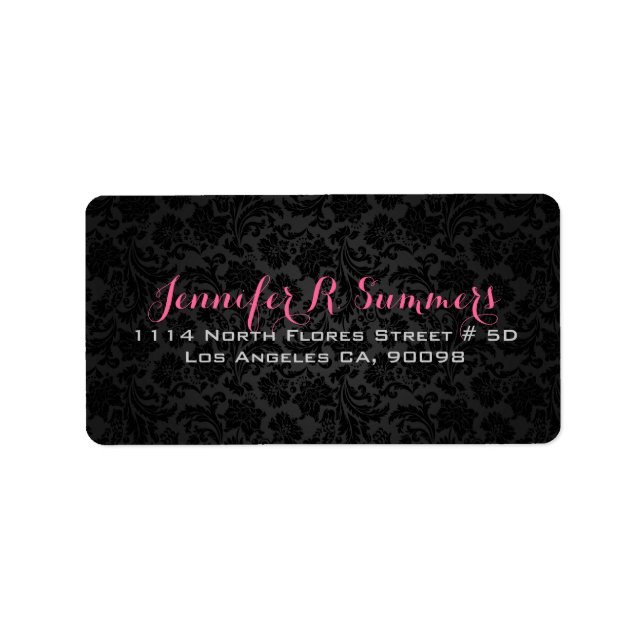 Plain Black Vintage Floral Damasks 2a Label (Front)