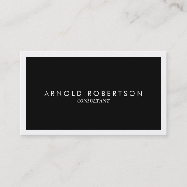 Plain Black White Chic Professional Business Card (Front)
