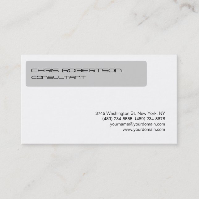 Plain Black White Grey Attractive Business Card (Front)