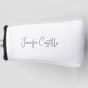 Plain Black White Minimalist Calligraphy Golf Head Cover