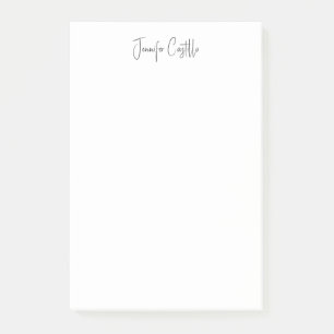 Plain Black White Minimalist Calligraphy Post-it Notes