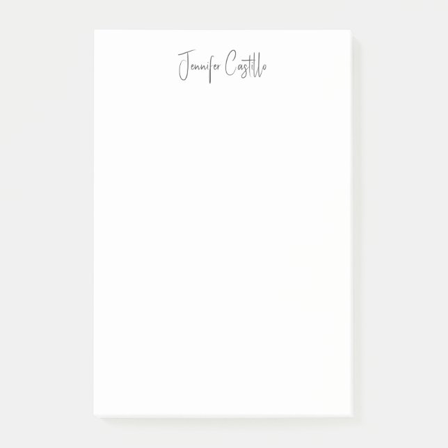 Plain Black White Minimalist Calligraphy Post-it Notes (Front)