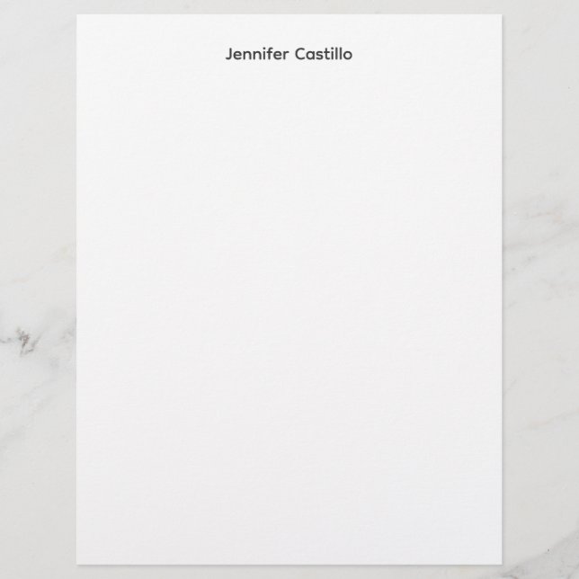 Plain Black White Minimalist Modern Custom Letterhead (Front)