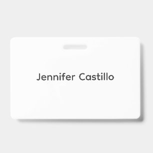 Plain Black White Minimalist Modern ID Badge