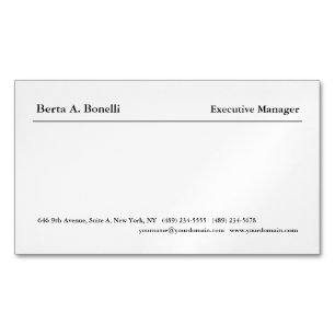 Plain Black White Minimalist Modern Magnetic Business Card