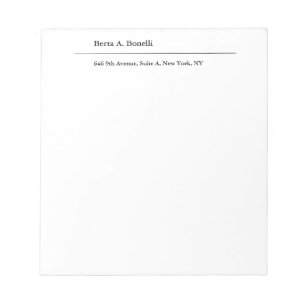 Plain Black White Minimalist Modern Notepad