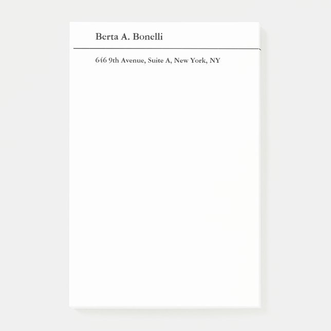 Plain Black White Minimalist Modern Post-it Notes (Front)