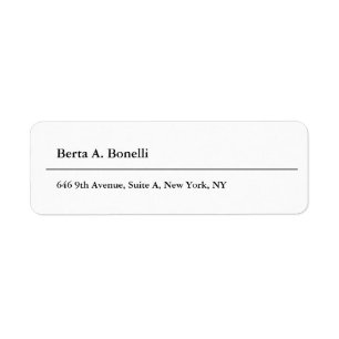 Plain Black White Minimalist Modern Return Address Label