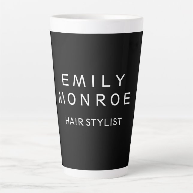 Plain Black & White Modern Minimalist Latte Mug (Front)