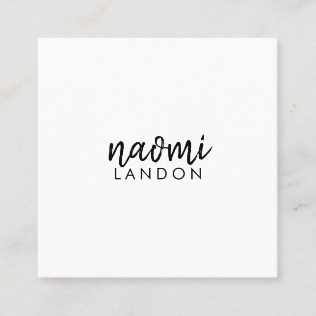 Plain black white modern square minimalist simple business card (Front)