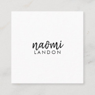 Plain black white modern square minimalist simple square business card