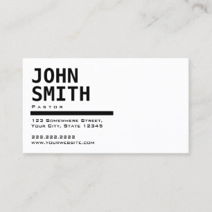 Plain Black & White Pastor Professional Business Card