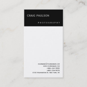 Plain Black White Photography Business Card