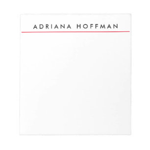Plain Black White Professional Minimalist Name Notepad