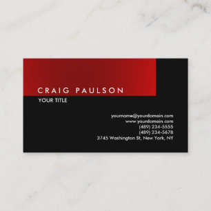 Plain Black White Red Professional Business Card