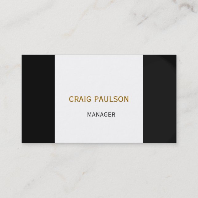 Plain Black White Stripe Business Card (Front)
