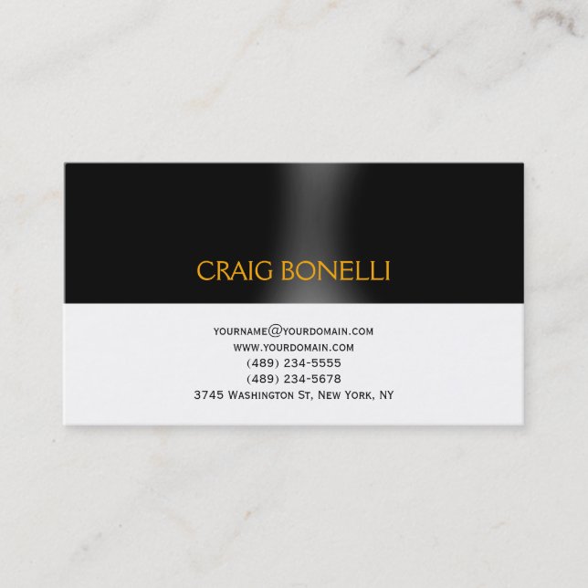 Plain Black White Stripe Business Card (Front)