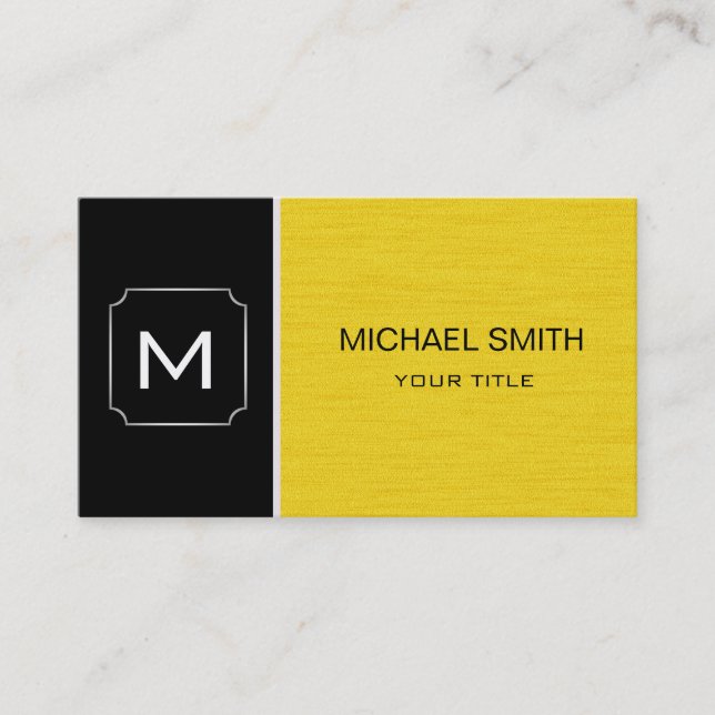 Plain Black & Yellow Professional Modern Business Card (Front)