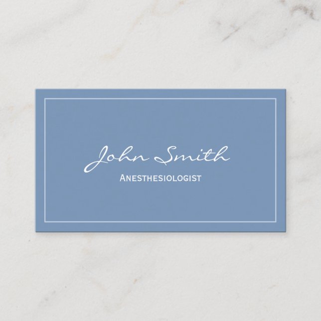Plain Blue Anaesthesiologist Business Card (Front)