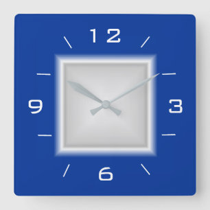 Plain Blue and White Square > Kitchen Clock