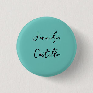 Plain Blue Black Minimalist Modern Calligraphy 3 Cm Round Badge