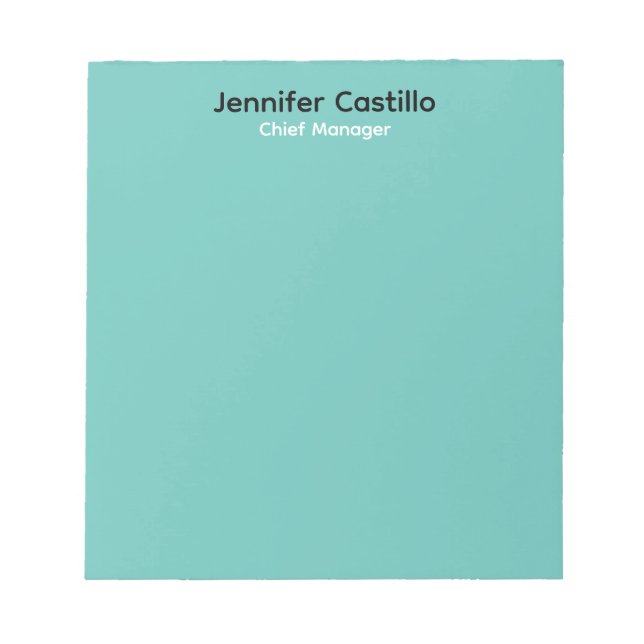 Plain Blue Black White Minimalist Modern Notepad (Front)