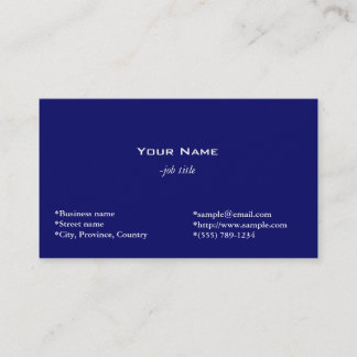plain, blue business card