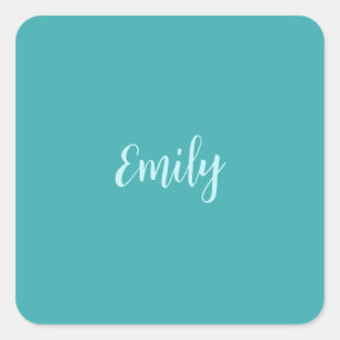 Plain Blue Green Modern Minimalist Square Sticker