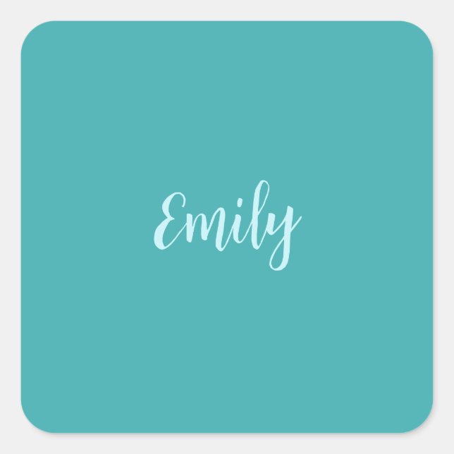 Plain Blue Green Modern Minimalist Square Sticker (Front)