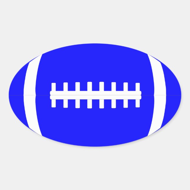 Plain Blue Party/Pep Rally/Scrapbook Oval Football Sticker (Front)