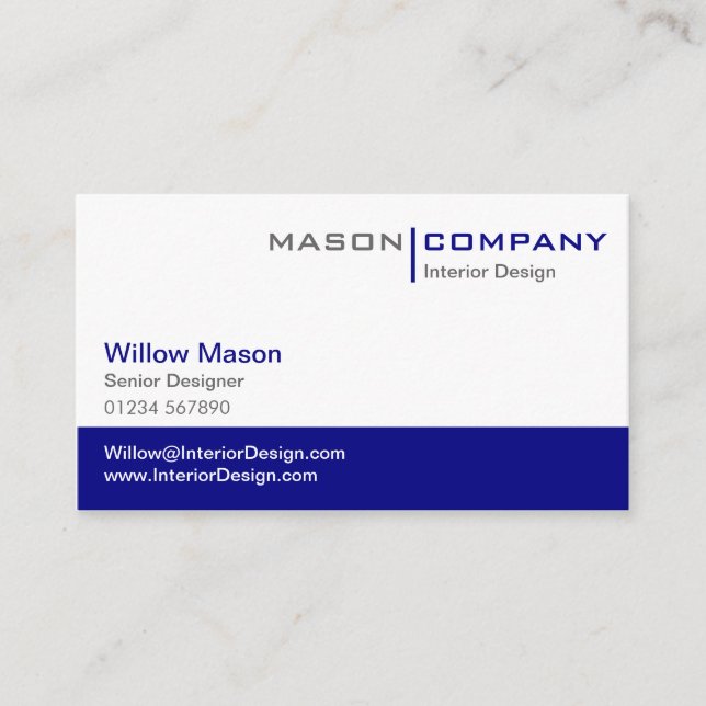 Plain Blue & White Stylish Business Card (Front)