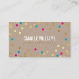 PLAIN BOLD MINIMAL confetti gold pink blue kraft Business Card