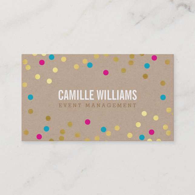 PLAIN BOLD MINIMAL confetti gold pink blue kraft Business Card (Front)
