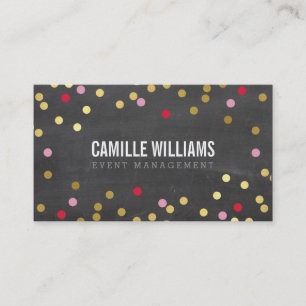 PLAIN BOLD MINIMAL confetti gold red chalkboard Business Card