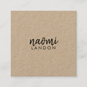 Plain brown kraft modern square minimalist simple business card