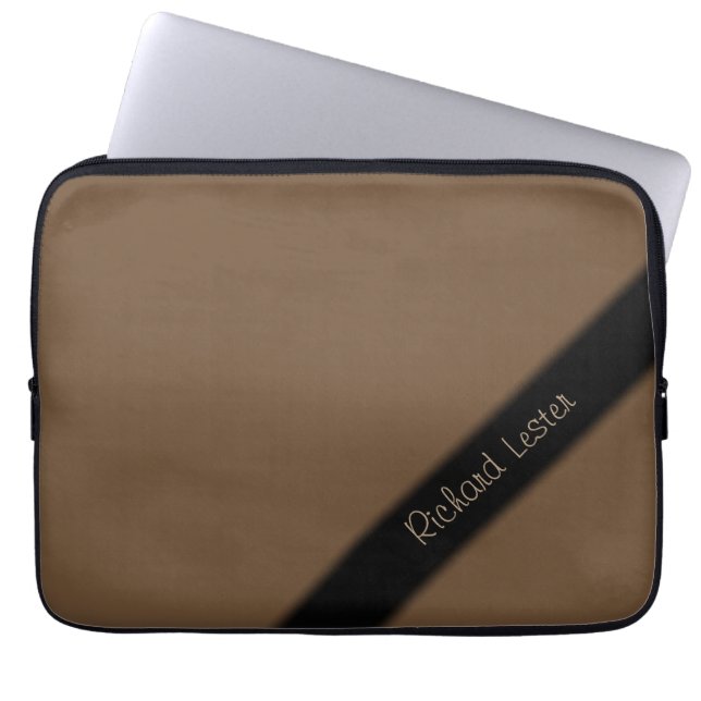 Plain Brown Personalised Laptop Sleeve (Front)