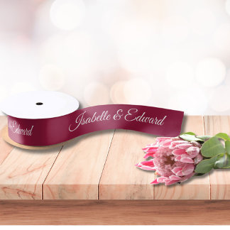 Plain Burgundy Wedding Flowers & Car Satin Ribbon